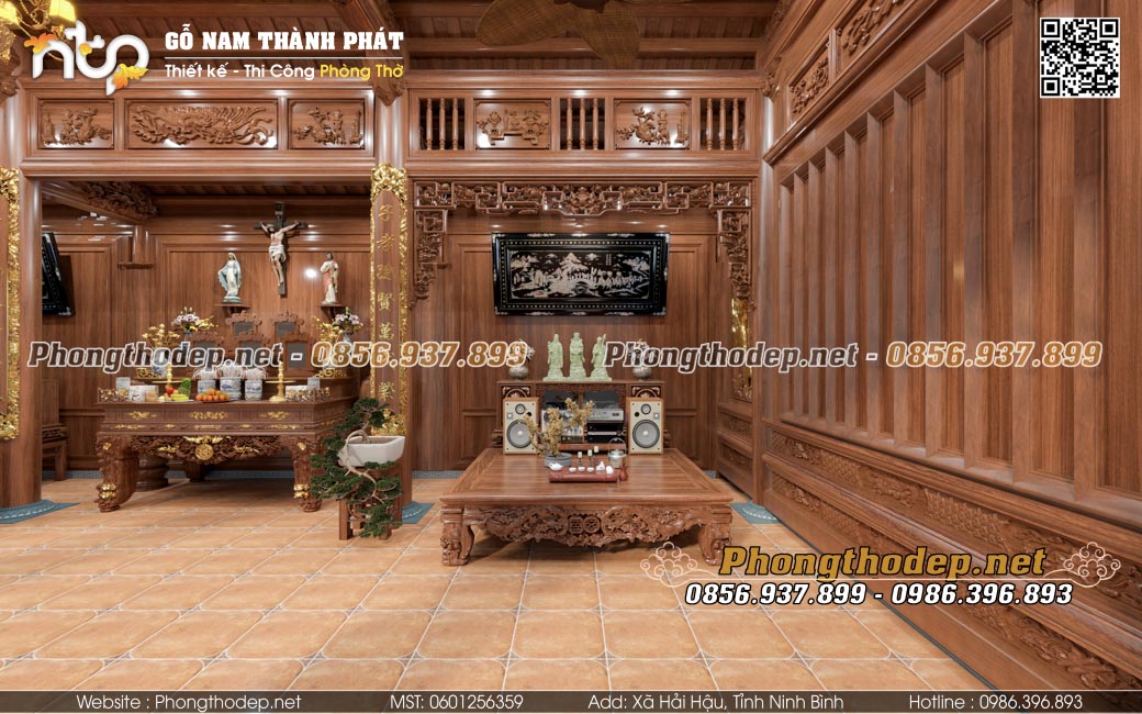 Bố trí nội thất gian trái không gian thờ tự